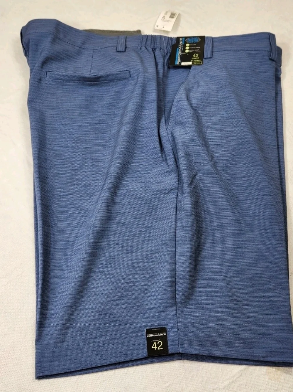 Roundtree Yorke Mens Size 42 Performance Flat Front Shorts Classic Fit Blue 05